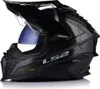 A black LS2 Enduro helmet with a blue visor is shown against a white background. Produktbild-Vorschau