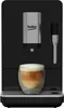 A black Beko coffee machine with a glass of coffee on the drip tray. Náhled obrázku produktu