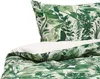 A close-up view of a duvet cover and pillowcase with a green leaf pattern. Náhľad obrázku produktu