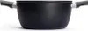 A black pot with two gray handles on a white background. Produktbild-Vorschau