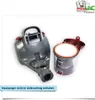 A vacuum cleaner dustbin and part of the vacuum cleaner body are shown against a white background. Produktbild-Vorschau