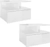 Two white high-gloss hanging nightstands are shown against a white background. Náhľad obrázku produktu