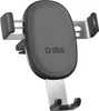 A dark gray car phone holder with a silver metal clip and hook, shown against a white background. Voir les images du produit