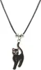 Wachskordelhalskette - schwarze Katze aus Metall Produktbild-Vorschau 1