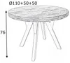 A sketch of a round table with dimensions indicated. Náhľad obrázku produktu