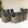 vidaXL 9-tlg. Garten-Bistro-Set mit Kissen Grau Poly Rattan Produktbild-Vorschau 2