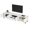 A modern marble-look TV stand with a mounted television. Podgląd zdjęcia produktu