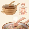 Wok żeliwny 32 cm powłoka gliniana z pokrywą szklaną do Podgląd zdjęcia produktu 5