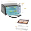 A Zilan mini oven with dimensions and accessories shown. Produktbild-Vorschau
