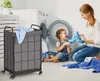 Grijze wasmand van 100 liter met wielen en een afneembare Productafbeelding-voorbeeld 5