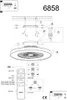 Diagrams and instructions for assembling and operating a ceiling fan with a light. Podgląd zdjęcia produktu