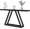 A black console table with decorative items on top, set against a white background. Produktbild-Vorschau