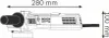 A technical drawing of a Bosch angle grinder with dimensions indicated. Produktbild-Vorschau
