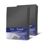 Two dark gray fitted sheets are shown standing upright, side-by-side, against a white background. The front sheet has a label with product information. Produktbild-Vorschau