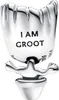 A silver charm shaped like Groot from Guardians of the Galaxy, with the words "I AM GROOT" inscribed on it. Produktbild-Vorschau