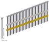 A strip of nails, with some color-coded for size, shown in a 3D render. Produktbild-Vorschau