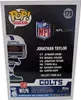 The back of a Funko Pop! box for NFL player Jonathan Taylor of the Colts. Produktbild-Vorschau