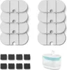 A collection of pet water fountain filters and sponges, along with a pet water fountain. Produktbild-Vorschau