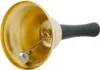 A close-up shot of a golden hand bell with a gray handle, isolated on a white background. Náhled obrázku produktu