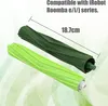 Two vacuum cleaner brush rolls, one dark green and one light green, are shown diagonally against a light green, abstract background. Podgląd zdjęcia produktu