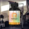 A bottle of Reflex Nutrition Creapure Creatine capsules is placed in a gym setting, with weights and gym equipment in the background. Produktbild-Vorschau