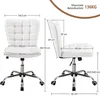Diagrams showing the dimensions of a white office chair. Produktbild-Vorschau