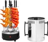 A vertical electric grill with food on skewers and a charcoal chimney starter. Náhled obrázku produktu