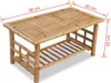 A bamboo coffee table with dimensions indicated by red lines and text. Náhled obrázku produktu