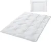 A white duvet and pillow set on a white background. Produktbild-Vorschau