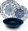 A set of blue and white patterned plates and a dark blue bowl are arranged on a white background. Anteprima dell’immagine prodotto
