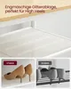 A close-up view of a white mesh shelf with a wooden surface above, and two comparison images of shoes on shelves below. Náhľad obrázku produktu