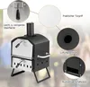 A product image with callouts highlighting features of a pizza oven. Produktbild-Vorschau