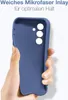 A hand holding a blue phone case against a white background. Produktbild-Vorschau