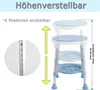 A diagram showing the adjustable height feature of a shower stool. Produktbild-Vorschau