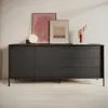 Sideboard Kommode FERRATO 187 cm Schwarz Riffelung grifflos Produktbild-Vorschau 1