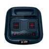 A top-down view of a dark blue Bluetooth speaker with red accents. Náhled obrázku produktu