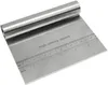 A stainless steel kitchen tool with a handle and a flat blade, featuring measurement markings. Produktbild-Vorschau