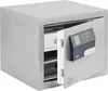 A silver safe with its door open, revealing its interior and a digital keypad on the door. Produktbild-Vorschau