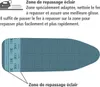 An illustration of an ironing board with text describing its features. Náhled obrázku produktu