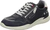 A single blue sneaker with white laces and a zipper on the side, shown from a three-quarter angle against a white background. Produktbild-Vorschau