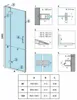 Diagrams and a table showing dimensions and specifications for a shower door. Anteprima dell’immagine prodotto