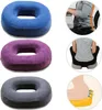 A collage of donut-shaped cushions in different colors and lifestyle shots demonstrating their use. Produktbild-Vorschau
