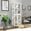 A modern living room with a white glass display cabinet filled with decorative items, a large potted plant, and a dining table in the background. Podgląd zdjęcia produktu