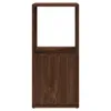 A tall, narrow, wooden shelf unit with an open top compartment and a closed bottom compartment. Anteprima dell’immagine prodotto