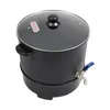 A black wax melting pot with a glass lid and a spigot is shown against a white background. Náhled obrázku produktu