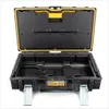 An open black tool case with yellow trim and a yellow handle on the lid, shown against a white background. Podgląd zdjęcia produktu