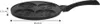 A black pancake pan with four smiley face molds, shown from a side angle with dimensions indicated. Produktbild-Vorschau