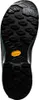 Schwarze Schuhsohle mit grobem Profil und orangefarbenem Vibram-Logo in der Mitte Produktbild-Vorschau