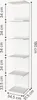 A white corner shelf unit with dimensions indicated by measurement lines and text. Náhľad obrázku produktu