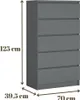 Cassettiera con 5 cassetti, antracite, A: 70 x 125 x 39 cm Anteprima dell’immagine prodotto 9
